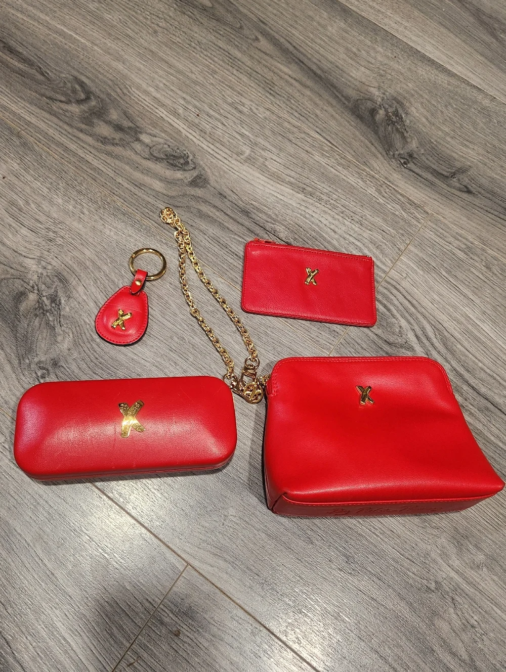 RARE Red Vintage Paloma   Picasso Lamb Leather 4PC Set - Picture 2 of 10